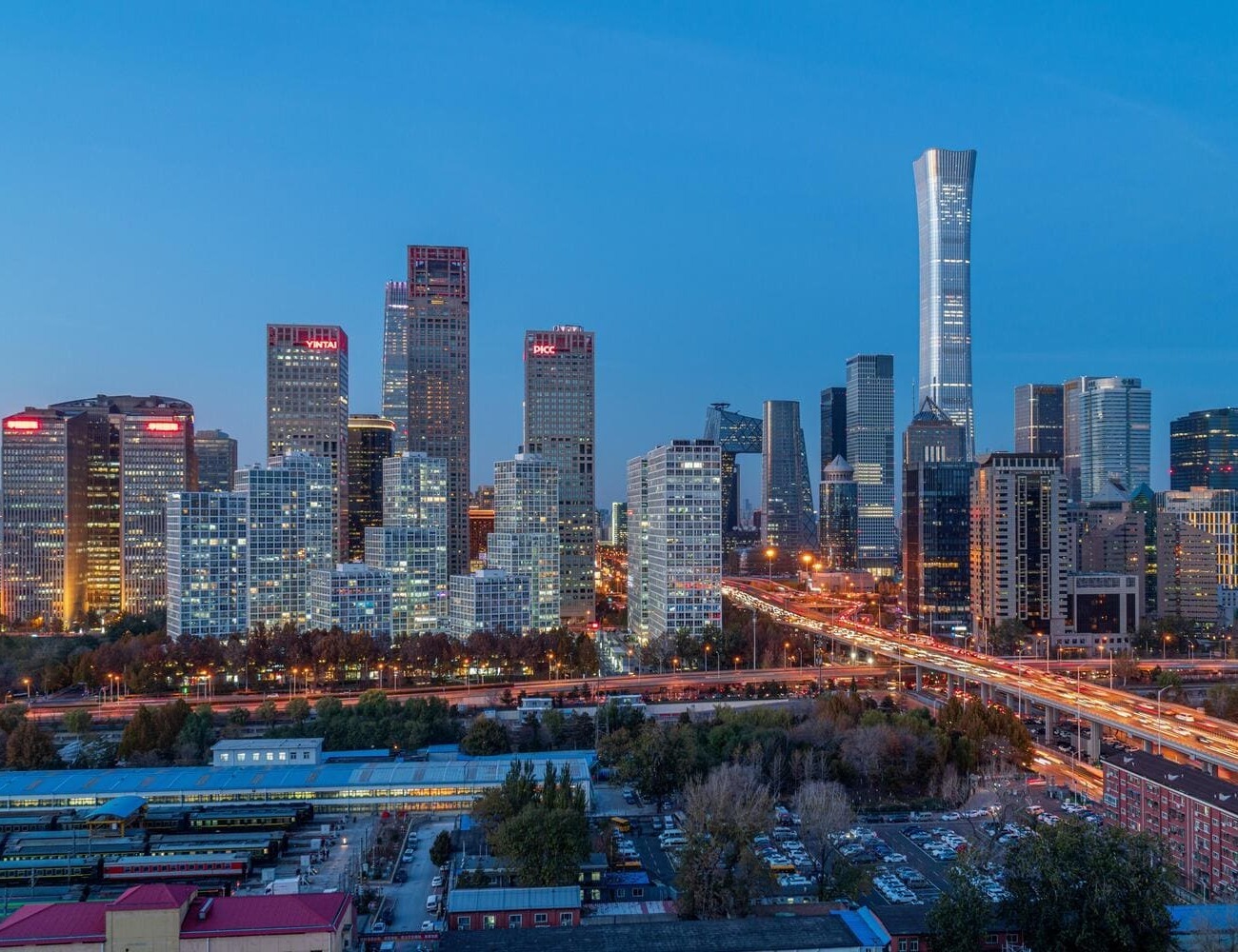 city skyline twilight night