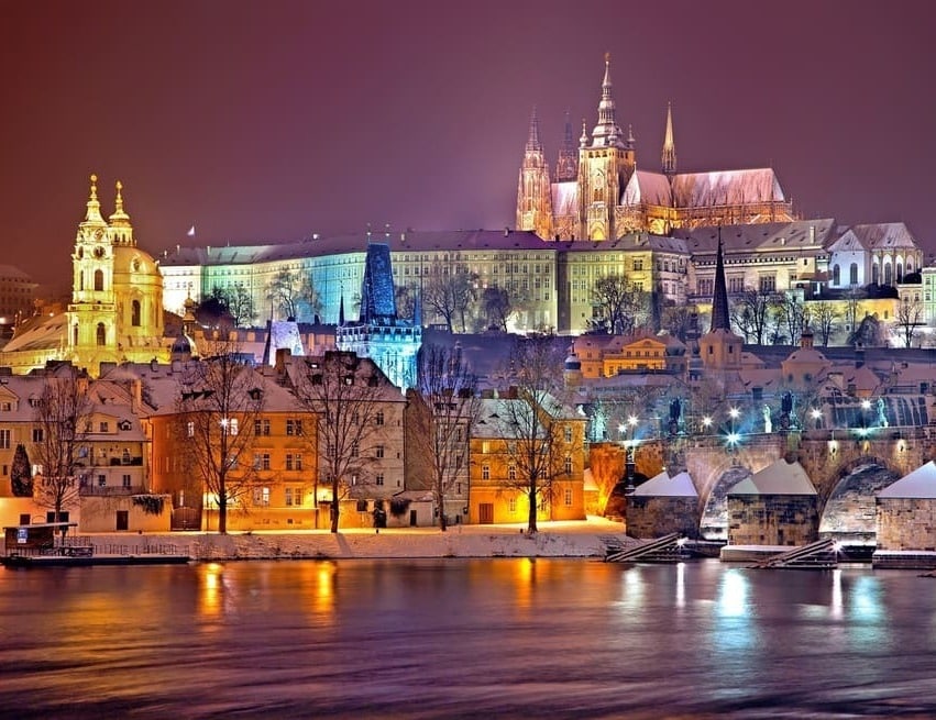 prague praha winter night