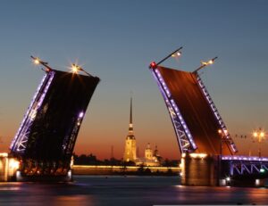 russia architecture bridge night