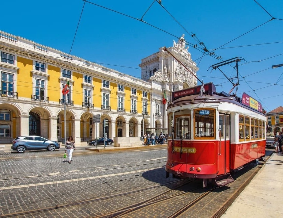 tram train road building monument